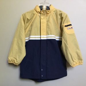 3/$15 KITESTRINGS navy yellow light rain jacket 10 12/14